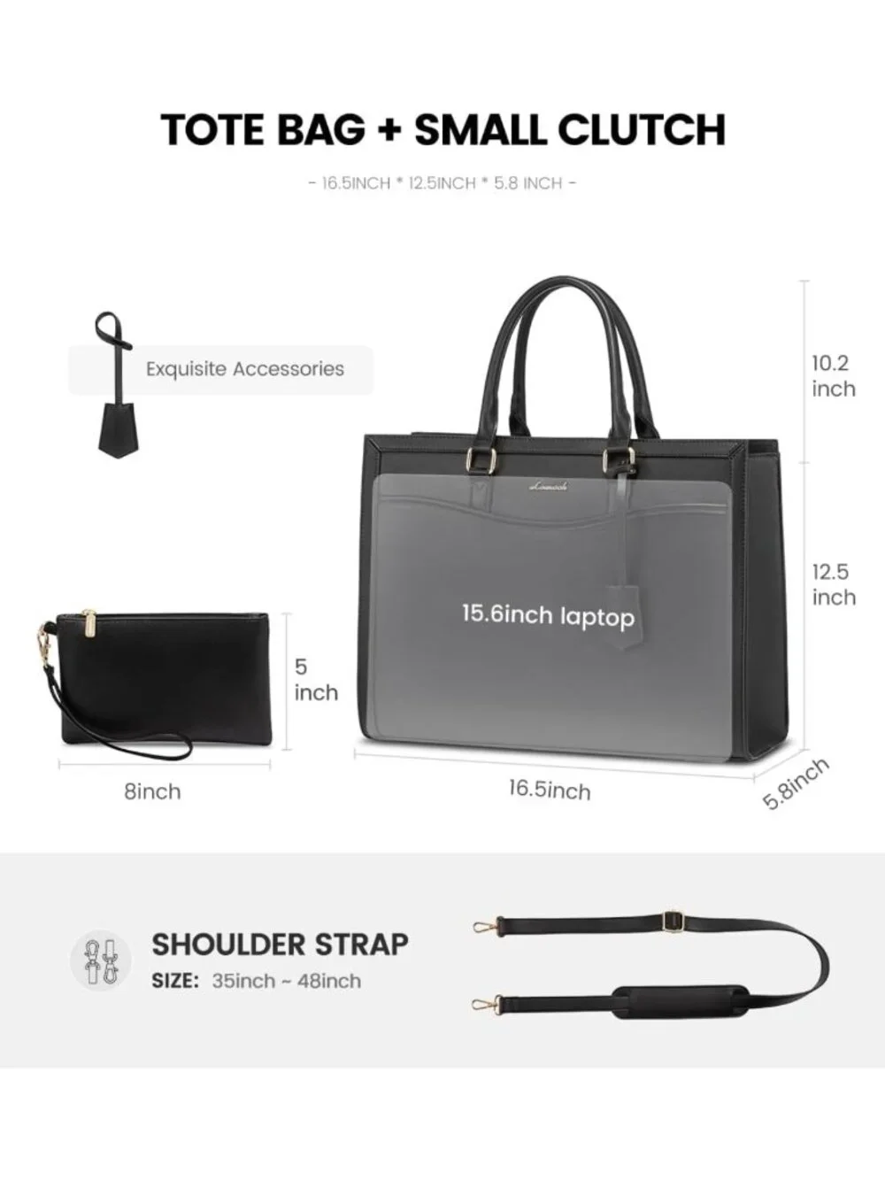 Stylish Laptop Tote Bag for Women | Large PU Leather Work Bag with Cup Holder
